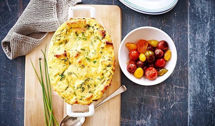 Cheesy Egg Bake With Roast Tomato bread