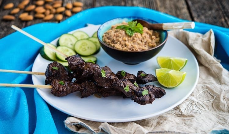 Satays With Spicy Almond Sauce