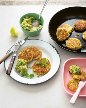Sweet corn and macadamia nut fritters