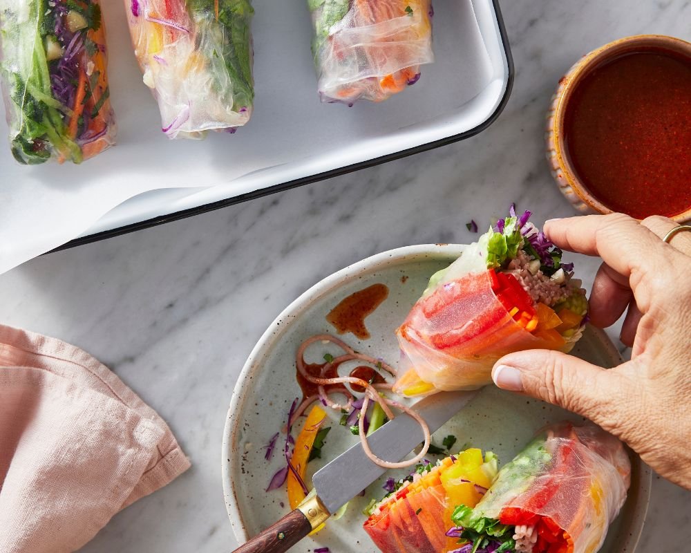 Lee Holmes Rainbow Rice Paper Rolls